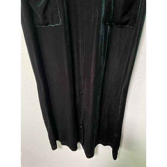 Vintage Studio Edge Women's Dark Green Emerald Velvet Dress with Pockets Size 10 - Picture 4 of 7